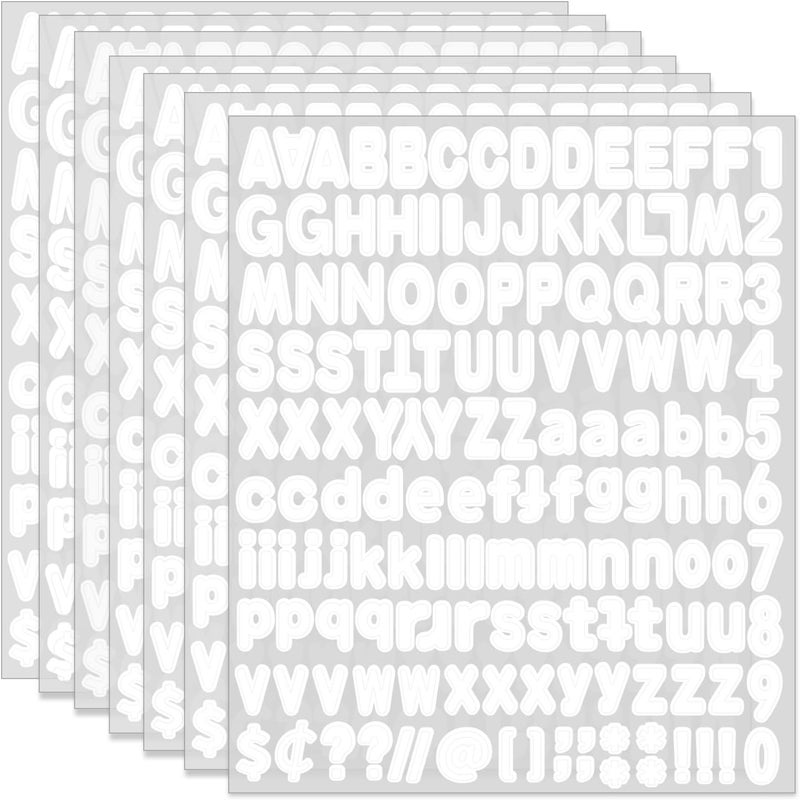 starboling Alphabet Stickers - 1''Inch 12 Sheets White Self Adhesive Vinyl Letter Stickers for Mailbox Numbers, Bulletin Boards, Classroom & Home Decor - Image 1